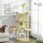 PawHut 62" H Multi-Level Cat Tree with Two Cat Condos - Beige-Features a 61.8"(157 cm) multi-level design, satisfying your cat's natural climbing instincts 