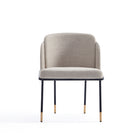 Manhattan Comfort Flor 22.83" Modern Twill Weave Upholstered Dining Chair - Wheat-Front and Back Legs Elegantly Embellished with Elongated Gold Metal Ferrules