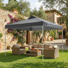 Outsunny 9.8 ft W x 9.8 ft L Pop Up Canopy Waterproof - Dark Grey-UPF 50+ silver-coated 210D Oxford fabric provides superior sun protection