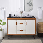 Modway Energize 48" Double Sink Bathroom Vanity - Cherry White/Black-Metal Hairpin Legs
