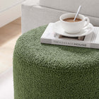 Modway Tilden 16" Round Sherpa Upholstered Ottoman - Moss Green/Natural-Arrives Fully Assembled
