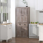 HOMCOM 72" H Tall Kitchen Pantry Cabinet with Drawer - Dark Wood Grain-Three adjustable shelves with a 1.25" gap for flexible storage 