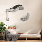 PawHut Cat Wall Shelf with Scratching Post, Play Balls and Curved Post Ladder-Made of a particleboard structure ensures stability 