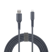 Basic Tech 6 foot Lightning Braided Cable - Charcoal-C89 fast charging cable
