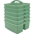 Teacher Created Resources Plastic Storage Caddy - Eucalyptus Green - 6 Pack-These caddies are made from durable plastic and includes divided compartments for easy organizing.