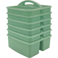 Teacher Created Resources Plastic Storage Caddy - Eucalyptus Green - 6 Pack-These caddies are made from durable plastic and includes divided compartments for easy organizing.