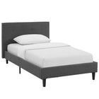 Modway Linnea Twin Bed - Grey-Upholstered Polyester Plywood Base