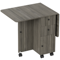 HOMCOM Rolling Drop Leaf Folding Dining Table with Drawers & Storage Cabinet for 4-6 - Grey-Its modern style is great for putting in the bedroom, living room, or dining room