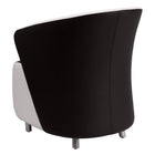 Flash Furniture Leather Curved Barrel Back Lounge Chair with Melrose White Detailing - Black-White Rimmed Back and Side Panels
