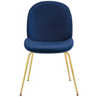Modway Scoop Gold Stainless Steel Leg Performance Velvet Dining Chair - Navy-Chair Weight Capacity: 331 lbs