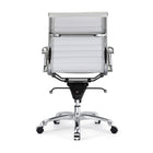 Plata Import Antoni Office Chair Leather Upholstery Low Back Adjustable Height Metal Frame - White-Fixed Arms
