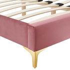 Modway Sutton Performance Velvet Queen Bed Frame - Dusty Rose-Reinforced Center Beam and Support Legs