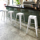 Flash Furniture 30" High Backless Distressed Metal Indoor-Outdoor Barstool - White-Stacks up to 10 Chairs High