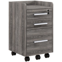 HOMCOM Vertical Mobile Filing Cabinet with Lockable Drawer - Grey-Upper 2 drawers provide extra storage spaces
