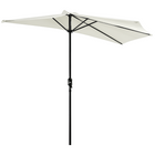 Outsunny Half-Round Patio Umbrella with Crank and 5 Ribs - 9' - Beige-Diameter: 9ft, 5 firm ribs construction. 4.5ft from wall to umbrella tip