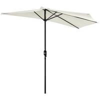 Outsunny Half-Round Patio Umbrella with Crank and 5 Ribs - 9' - Beige-Diameter: 9ft, 5 firm ribs construction. 4.5ft from wall to umbrella tip