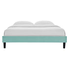 Modway Reign Performance Velvet Full Platform Bed Frame - Mint-Wood Slat Support System