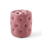 Modway Amour Tufted Button Round Performance Velvet Ottoman - Dusty Rose-Tufted Button Accent Ottoman