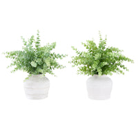 Monarch Specialties 9368 16" Tall Artificial Eucalyptus Grass - White Pots - Set of 2-This set of 2 artificial plants features 16" tall eucalyptus grass designed to bring vertical interest and greenery to any table or surface