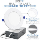 Impotek 4" LED 9W 5CCT Dimmable Recessed Ceiling Light with Night Light - 6 Pack-Exceptional Brightness & Adjustable Dimming - Illuminate your space with the pinnacle of LED technology. Our recessed ceiling light boasts superior lumens for unparalleled brightness while maintaining energy efficiency at just 9 Watts for 800 lumens. Experience smooth dimming from 5% to 100%, ensuring compatibility with a wide range of dimmers on the market. Please note, a dimmer is not included