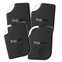 Kopplen OmniTag Essential Locator Item Tracker with Apple FindMy - Black- 4 Pack-The versatile tracker easily attaches to everyday items like keys, bags, and luggage, allowing you to monitor their location using the Apple Find My app. With precise tracking capabilities, it provides audible alerts to guide you directly to your misplaced essentials