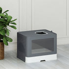 PawHut Cat Litter Box with Front Enter & Top Exit Tray - Grey-Top section with storage space for convenient litter placement 