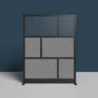 Luxor Modular Wall - 53" W x 70" H - Segmented Black Frame, Frosted Acrylic, Cool Grey PET-Integrates with the Room Divider System for scalable layouts