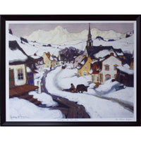 Village in the Laurentiens Framed by Clarence Gagnon-Work by renowned member of the Group of Clarence Gagnon