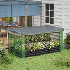 Outsunny Galvanized Raised Garden Bed with Cover - 91" L x 43" W x 43" H - Grey/Green-Fruit cage protects crops and vegetables from birds and other animals 