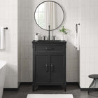 Modway Steamforge 24" Bathroom Vanity - Black-Shelving With Plumbing Cutout