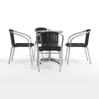 23.5'' Round Aluminum Indoor-Outdoor Table with 4 Black Rattan Chairs (TLH-ALUM-24RD-020BKCHR4-GG)-4