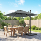 Outsunny Square Offset Cantilever Patio Umbrella with 360° Rotation - 8' x 8' - Dark Grey-Lightweight aluminium frame resists rust, great for long-term outdoor enjoyment