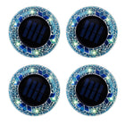 Bell+Howell Solar Outdoor Mosaic Decorative LED Pathway Disk Lights - Radiant Bright Blue - 4 Pack-5 pack led disk lights- set of 4 solar mosaic disk lights with 6 bright leds each for gardens, walkways, paths, stairs water resistant stone style housing