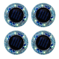 Bell+Howell Solar Outdoor Mosaic Decorative LED Pathway Disk Lights - Radiant Bright Blue - 4 Pack-5 pack led disk lights- set of 4 solar mosaic disk lights with 6 bright leds each for gardens, walkways, paths, stairs water resistant stone style housing