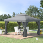 Outsunny 13 ft W x 10 ft L Patio Gazebo - Outdoor Gazebo Canopy - Dark Grey-Constructed from a powder-coated anti-rust aluminum frame