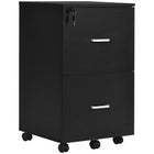Vinsetto 2-Drawer Mobile Letter/A4 Filing Cabinet with Locking Wheels - Black-The modern style goes well with any home and office decor
