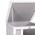 PawHut 17" Wooden Rabbit Hutch with Run and Tray - Grey-Unique design with hutch door convert to a non-slip ramp access to the outside magically 