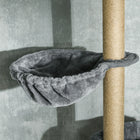 PawHut 90.5" - 98.5" Floor-To-Ceiling Cat Tree Tower - Grey-Colour: Grey, Beige 