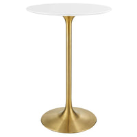 Modway Lippa 28" Round Wood Bar Table - Gold White-Modern Bar Table
