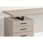 Monarch Specialties 7644 48" Computer Desk - Modern Taupe/Black Metal/L/R-Stay organized with closed storage drawers and a convenient file drawer with hanging bars, ideal for storing  important documents and office essentials.