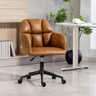 HOMCOM Swivel Office Chair with Adjustable Height - Brown-The padded seat cushion offers comfort
