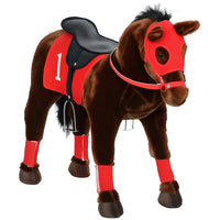 Qaba Kids Ride-on Horse with Neighing Sounds, Saddle and Stirrups-Realistic horse design enhances imaginative play for children 