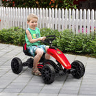 Aosom Kids Pedal Go Kart with Swing Axle and Adjustable Seat - Red-Conquer various terrains with ease using the front swing axle and EVA wheels, suitable for cement, brick, gravel, and asphalt roads 