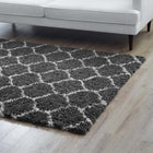 Modway Solvea Moroccan Trellis Shag Area Rug - 5 ft W x 8 ft L - Dark Grey/Ivory-100% Polypropylene
