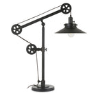 Hudson&Canal Descartes 29" Tall Wide Brim/Pulley System Table Lamp with Metal Shade - Blackened Bronze/Blackened Bronze-Mid-century modern design for your living room, workspace, or bed side table