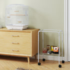 PawHut 49" H Rolling Bird Cage with Accessories, Detachable Stand and Storage - White-Slide-out tray on the base for effortless cleaning 