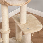 PawHut 39" Cat Condo with Sisal Scratching Post and Hanging Ball - Beige-Colour: Beige 