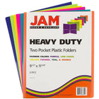 JAM Paper Heavy Duty Plastic 2 Pocket School Folder - Assorted Fashion Colours - 12 Pack-Size: 9.5 x 11.625 inches | Easily fits 8.5" x 11" documents