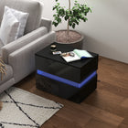 HOMCOM LED Nightstand with 2 Drawers - Black-Adjust the LED light via the in-line switch or Bluetooth APP for convenience
