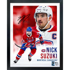 Frameworth Nick Suzuki Canadiens Portrait Collage - Framed Print - 16" W x 20" L-Officially licensed by the NHL and NHLPA - features Nick Suzuki and the Montreal Canadiens with a printed facsimile signature